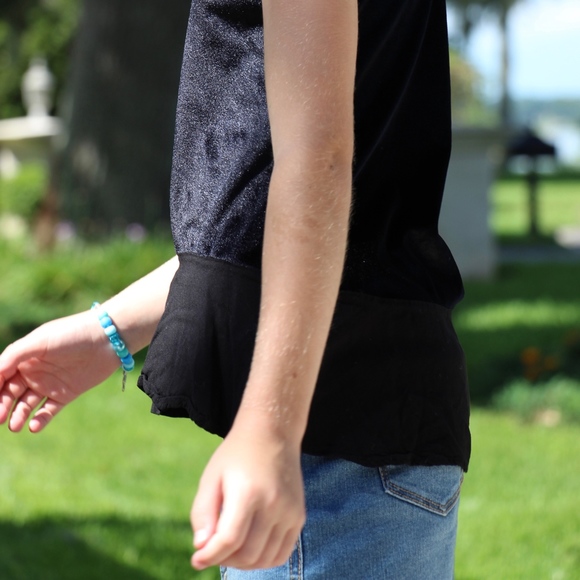 p.s. from Aeropostale Black Short-Sleeve Velvet Shirt with Flutter-Edge - Picture 5 of 8